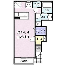 パレ・アルカンシェル2 ワンルームの間取図画像
