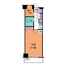 まちのもり本町田 3階1Kの間取り