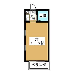 プラザ鶴川Ｂ棟 1階1Kの間取り