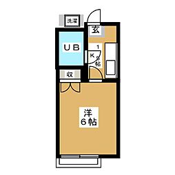 ファイブコーポ中町 1階1Kの間取り