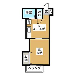 サンヒルズ 1階1Kの間取り