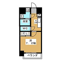 Primal Machida 8階1Kの間取り