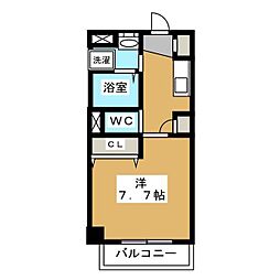 アーバンクレスト 1階1Kの間取り