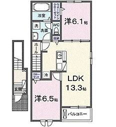 ウィステリア　ガーデン 2階2LDKの間取り