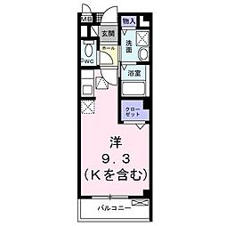 シャルマンメゾン 1階ワンルームの間取り