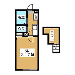 シャラロステヒルズ町田 1階1Kの間取り