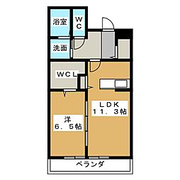 パラッツォ淵野辺2 1LDKの間取図画像
