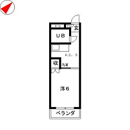 スカイパレス町田 1Kの間取図画像