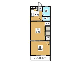 梅田マンション 2Kの間取図画像
