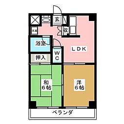 ルミエール根岸 2DKの間取図画像