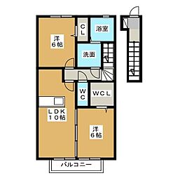 サンモール町田3 2LDKの間取図画像