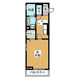 ヴィクトワール 1Kの間取図画像