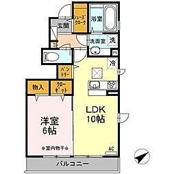 ヒルサイド 1LDKの間取図画像