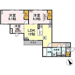 ドムスクレスト森野 3LDKの間取図画像