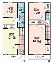 ミニヨン美南 B ｜ 埼玉県吉川市美南3丁目2-7（賃貸テラスハウス3LDK・1階・76.54㎡） その2