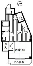 サンスプリング 3階1DKの間取り