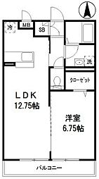 カレント上板橋 1LDKの間取図画像