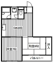 ヴェルデューラ 2DKの間取図画像