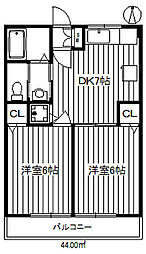 練馬マンション 2DKの間取図画像