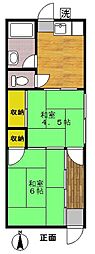 遠藤コーポラス 2DKの間取図画像