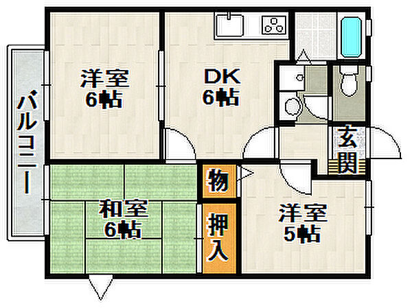 ロイヤルハイツII 201｜兵庫県宝塚市山本西3丁目(賃貸アパート3DK・2階・53.00㎡)の写真 その2