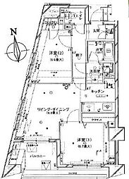 プラティーク三軒茶屋 2LDKの間取図画像