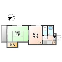 ハイツフォリスト 1DKの間取図画像