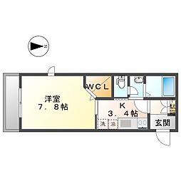 マストライフ川崎平間Ｃ棟 1階1Kの間取り