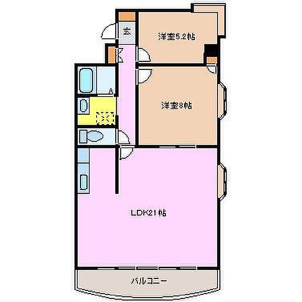 シュロス鵜の森 4G｜三重県四日市市鵜の森2丁目(賃貸マンション2LDK・4階・68.94㎡)の写真 その2