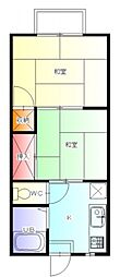 土井アパート 2Kの間取図画像