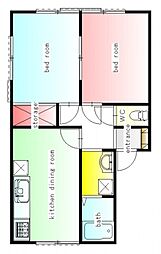 TFハイム八街 2DKの間取図画像