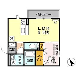 プリムヴェールEAST 1LDKの間取図画像