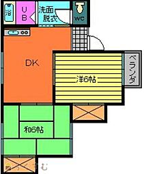 メゾンサンレイクC 2DKの間取図画像