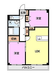 リーベンヴィラ 2LDKの間取図画像
