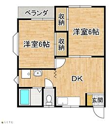 エスペラントハウス 2DKの間取図画像