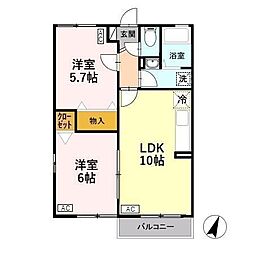 グリフィンドール・十二の木 2LDKの間取図画像