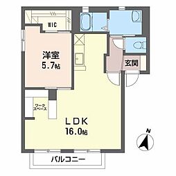 ヴィラアンジェB 1LDKの間取図画像