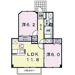 ライツレーベン 2LDKの間取図画像