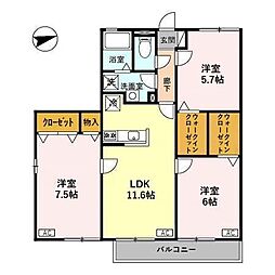 ハイムグリュック 3LDKの間取図画像