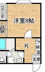 エクセレントハウスB棟 1Kの間取図画像
