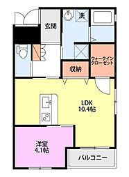 南町フラッツ 1LDKの間取図画像