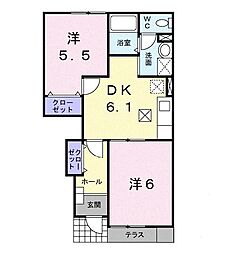 サンルーラン 2DKの間取図画像
