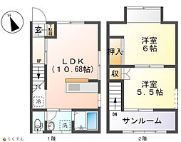 シャトレー大森A.B. 2LDKの間取図画像