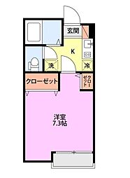 アペックスインカレッジB 1Kの間取図画像