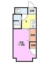 リッツ3 1Kの間取図画像