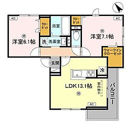D-ROOM吉身 2階2LDKの間取り