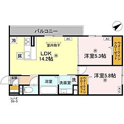 D-ROOM守山3丁目 2階2LDKの間取り