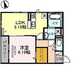 サザンクロス 3階1LDKの間取り