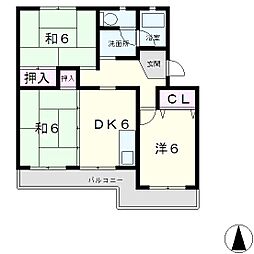 JR東海道・山陽本線 守山駅 バス10分 河西ニュータウン下車 徒歩3分の賃貸マンション 3階3DKの間取り