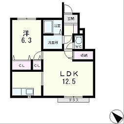 メゾンド北野 1LDKの間取図画像